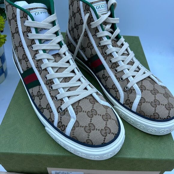 Men's Gucci tennis 1977 high top sneakers size 11 made in Italy - Picture 12 of 12